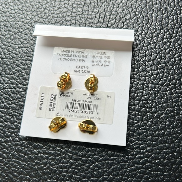 Kate Spade Precious Pansy Studs Set Mother of Pearl Pansies NEW - Picture 5 of 5